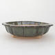 Ceramic bonsai bowl 18 x 18 x 5 cm, gray-green color - 1/4