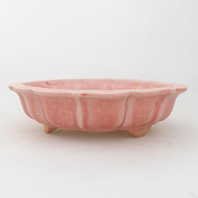 Ceramic bonsai bowl 18 x 18 x 5 cm, pink color - 1