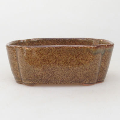 Ceramic bonsai bowl 12.5 x 10 x 4.5 cm, brown-green color - 1