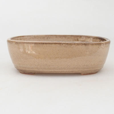 Ceramic bonsai bowl 13 x 8,5 x 4 cm, brown-beige color - 1
