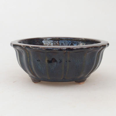 Ceramic bonsai bowl 11,5 x 11,5 x 4,5 cm, brown-blue color - 1