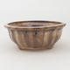 Ceramic bonsai bowl 11,5 x 11,5 x 4,5 cm, brown-beige color - 1/4