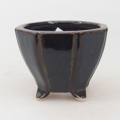 Ceramic bonsai bowl 7 x 7 x 5,5 cm, brown-blue color - 1