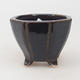 Ceramic bonsai bowl 7 x 7 x 5,5 cm, brown-blue color - 1/4