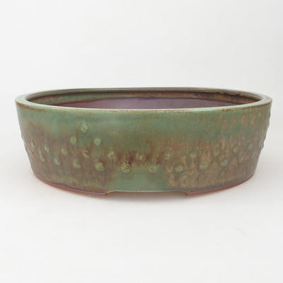Ceramic bonsai bowl 24,5 x 24,5 x 7 cm, brown-green color - 1