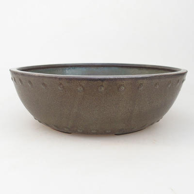Ceramic bonsai bowl 24,5 x 24,5 x 7,5 cm, brown-blue color - 1