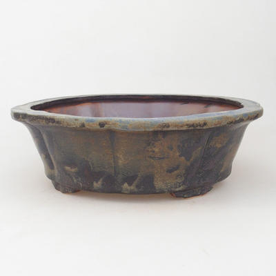Ceramic bonsai bowl 26 x 26 x 8 cm, brown-blue color - 1