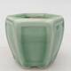 Ceramic bonsai bowl 7 x 6 x 5.5 cm, color green - 1/3