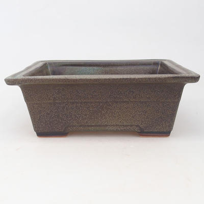 Ceramic bonsai bowl 16 x 12 x 6 cm, brown-blue color - 1
