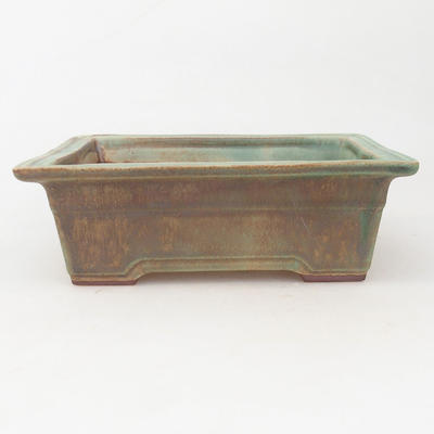 Ceramic bonsai bowl 18,5 x 13,5 x 6 cm, brown-green color - 1