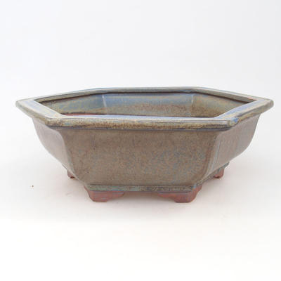 Ceramic bonsai bowl 24 x 21,5 x 7,5 cm, brown-blue color - 1