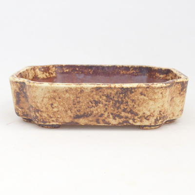 Ceramic bonsai bowl 10.5 x 8.5 x 2.5 cm, brown-yellow color - 1