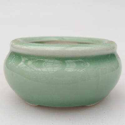Ceramic bonsai bowl 7.5 x 7.5 x 3.5 cm, color green - 1