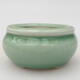 Ceramic bonsai bowl 7.5 x 7.5 x 3.5 cm, color green - 1/3