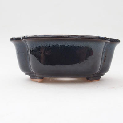 Ceramic bonsai bowl 12.5 x 10.5 x 4 cm, gray color - 1