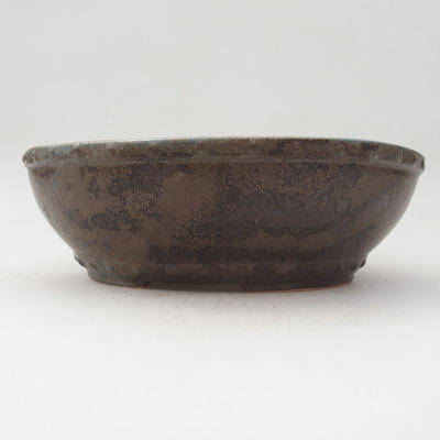 Ceramic bonsai bowl 17.5 x 17.5 x 5.5 cm, color green-brown - 1