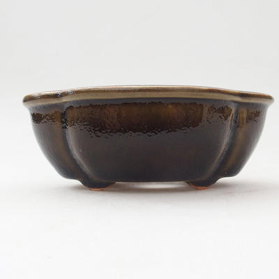 Ceramic bonsai bowl 12.5 x 10.5 x 4 cm, color golden green - 1