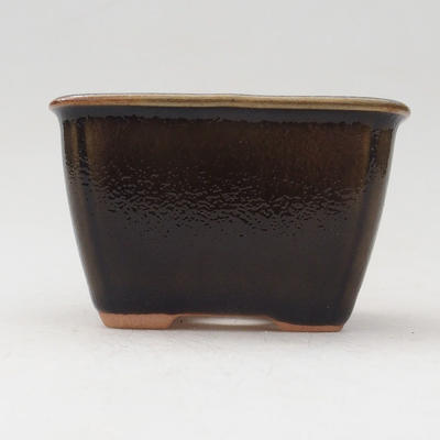 Ceramic bonsai bowl 8.5 x 8.5 x 5 cm, color green-gold - 1
