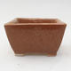 Ceramic bonsai bowl 9,5 x 9,5 x 5,5 cm, color brown - 2nd quality - 1/4