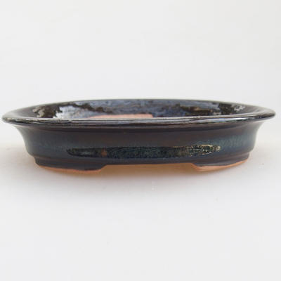 Ceramic bonsai bowl 12 x 10 x 2.5 cm, color black-blue - 1