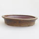 Ceramic bonsai bowl 12 x 10 x 2.5 cm, brown color - 1/4
