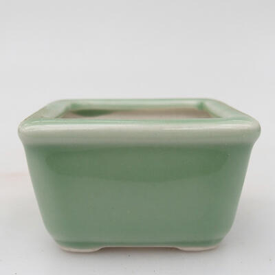 Ceramic bonsai bowl 6 x 6 x 3.5 cm, color green - 1