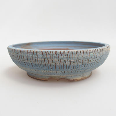 Ceramic bonsai bowl 18,8 x 18,5 x 5,5 cm, blue-yellow color - 1