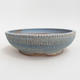 Ceramic bonsai bowl 18,8 x 18,5 x 5,5 cm, blue-yellow color - 1/4