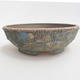 Ceramic bonsai bowl 18,8 x 18,5 x 6 cm, blue-yellow color - 1/4
