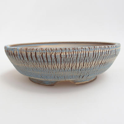 Ceramic bonsai bowl 19,5 x 19,5 x 6 cm, blue-yellow color - 1
