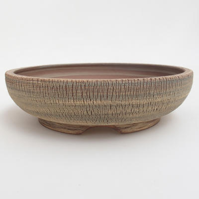 Ceramic bonsai bowl 19,5 x 19,5 x 5,5 cm, brown-green color - 1