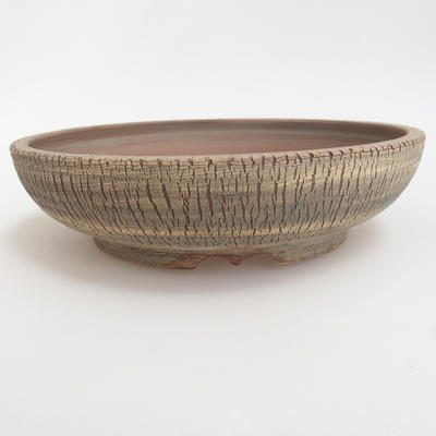 Ceramic bonsai bowl 21 x 21 x 5,5 cm, brown-green color - 1