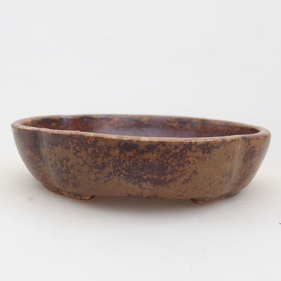 Ceramic bonsai bowl 10.5 x 10.5 x 2.5 cm, brown color - 1