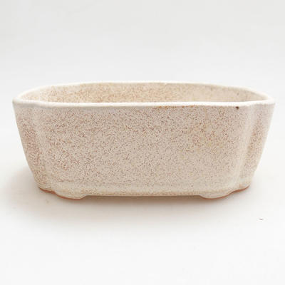 Ceramic bonsai bowl 12 x 9.5 x 4 cm, beige color - 1