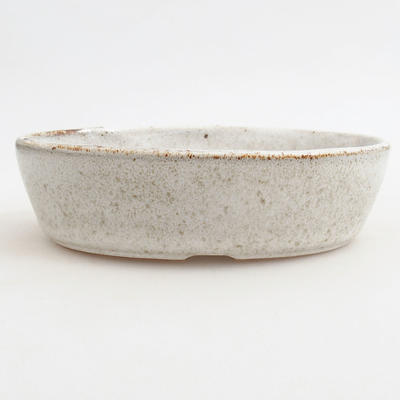 Ceramic bonsai bowl 14.5 x 9 x 3.5 cm, brown-white color - 1