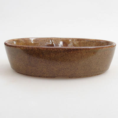 Ceramic bonsai bowl 16 x 11 x 4 cm, color brown - 1