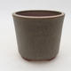 Ceramic bonsai bowl 10.5 x 10.5 x 9 cm, brown-green color - 1/3