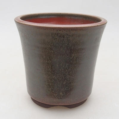 Ceramic bonsai bowl 10 x 10 x 10 cm, color brown-green - 1