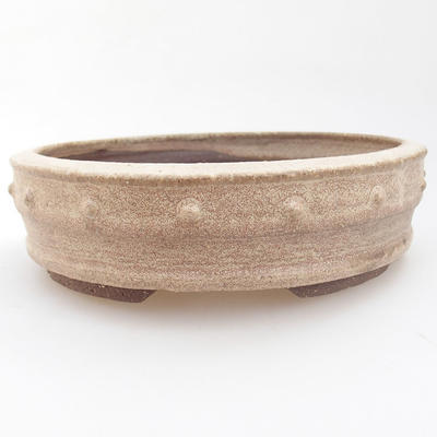 Ceramic bonsai bowl - 15 x 15 x 5 cm, color beige - 1