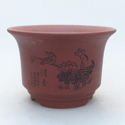 Ceramic bonsai bowl 13.5 x 13.5 x 9 cm, brick color - 1