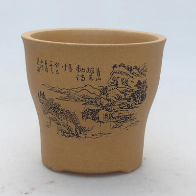 Ceramic bonsai bowl 10.5 x 10.5 x 10 cm, color ocher - 1