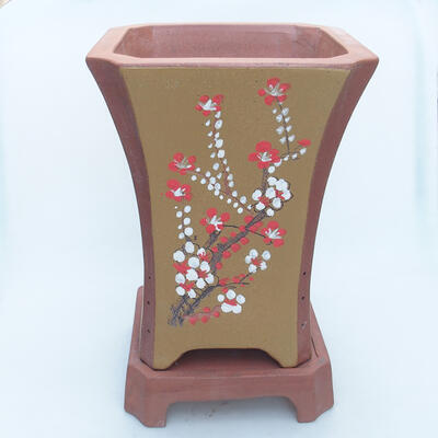 Ceramic bonsai bowl 23 x 23 x 30 cm, color brown - 1