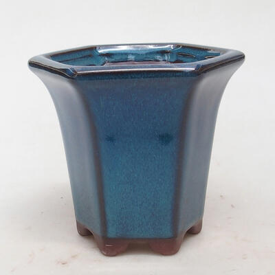 Ceramic bonsai bowl 10 x 9 x 9 cm, color blue - 1
