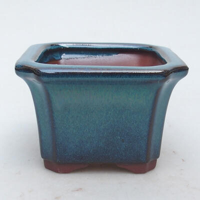 Ceramic bonsai bowl 10.5 x 10.5 x 7.5 cm, color blue - 1