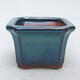 Ceramic bonsai bowl 10.5 x 10.5 x 7.5 cm, color blue - 1/3