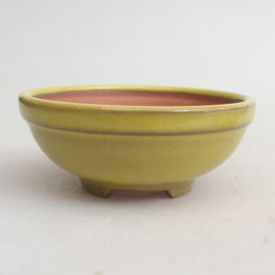 Ceramic bonsai bowl 9 x 9 x 3.5 cm, color yellow - 1