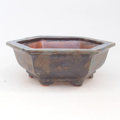 Ceramic bonsai bowl 17 x 15 x 6 cm, brown-blue color - 1