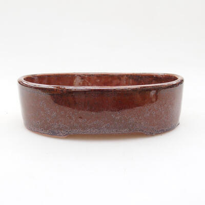 Ceramic bonsai bowl 12 x 10 x 3.5 cm, brown color - 1