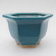 Ceramic bonsai bowl 11 x 13 x 8 cm, color blue - 1/3