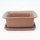 Bonsai bowl H1 - 11,5 x 10 x 4,5 cm, 1 x 9,5 x 1 cm, brown - 11,5 x 10 x 4,5 cm, tray 1 x 9,5 x 1 cm - 1/3
